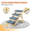 VEVOR Wood Pet Stairs/Pet Steps, 2-in-1 Foldable Wooden Dog Stair  & Ramp with 4 Steps for Small Medium Large Pet,